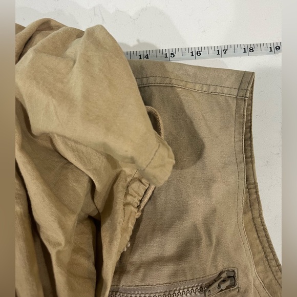 Weather-Rite Tan XL Cotton Tan Fishing Full Zip Vest with Hidden Zipup Hoodie - Picture 8 of 9